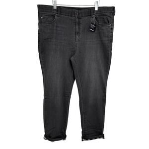 Eddie Bauer jeans 20 flannel lined boyfriend straight mid rise gray straight NEW